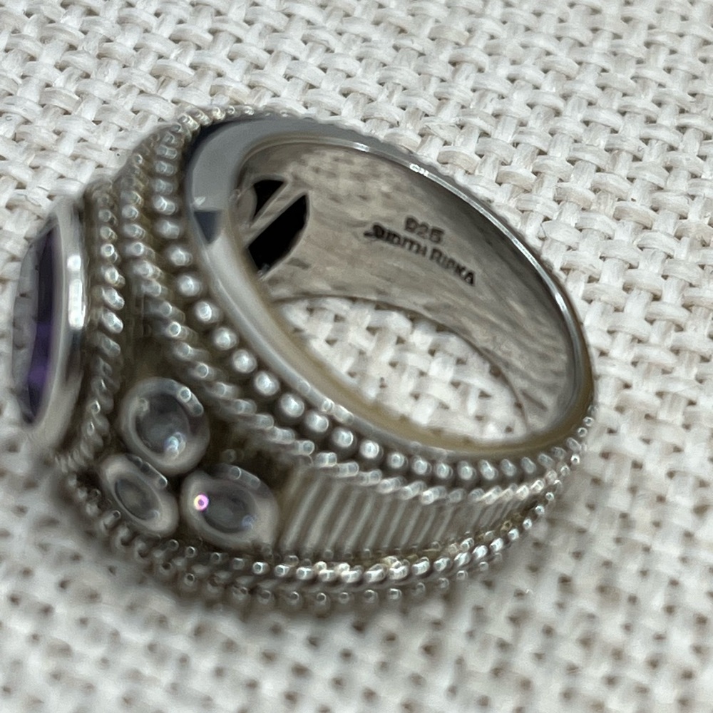Vintage Judith Ripka Sterling Silver Amethyst Statement Ring – Size 5.75 - Picture 10 of 16